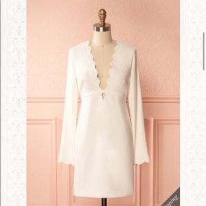 Sugar lips NWT deep v scalloped neck white dress